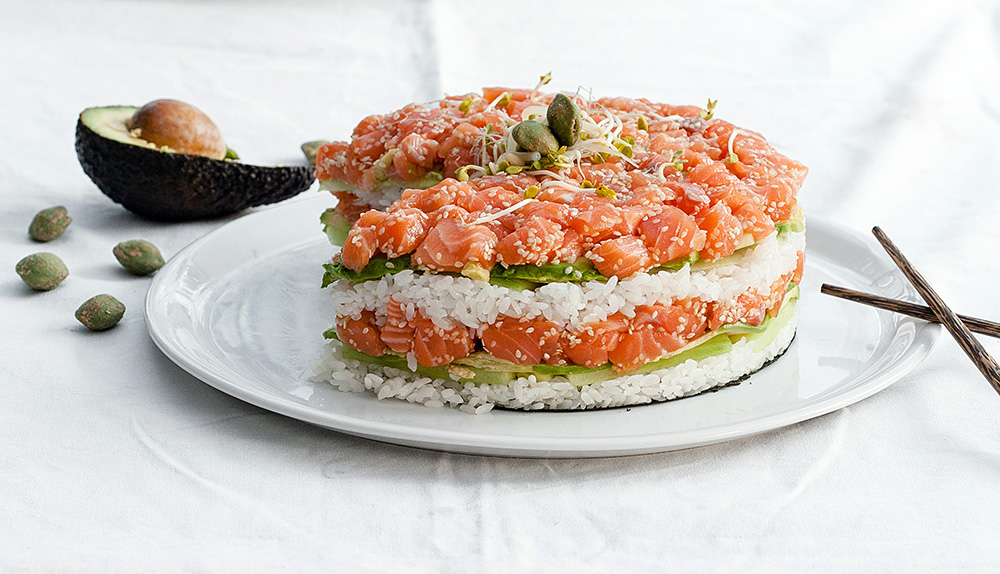 salmon sushi cake